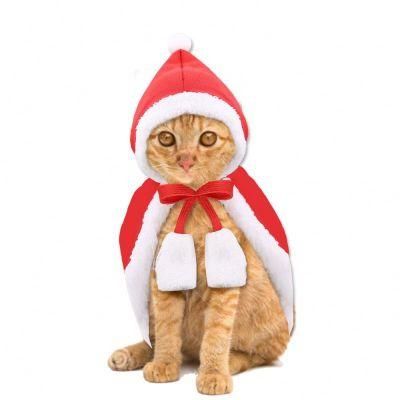 with Hat Santa Claus, Adjustable Cloak Cats and Dogs Apparel Red Hat Costume Poncho Cape Pet Christmas Cloth/