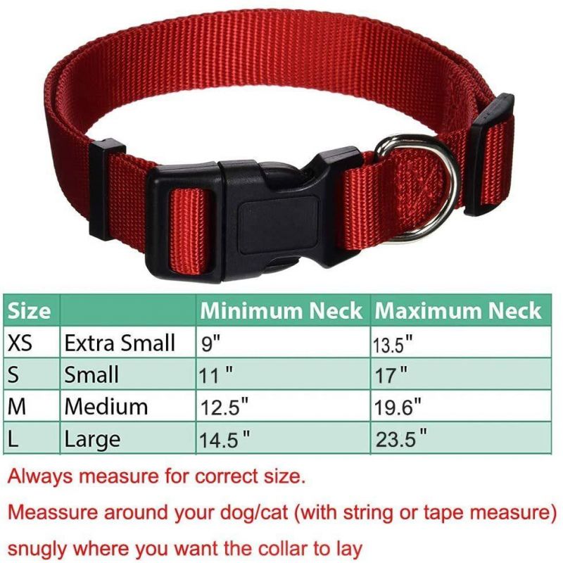 Adjustable Nylon Dog Collar Classic Solid Colors