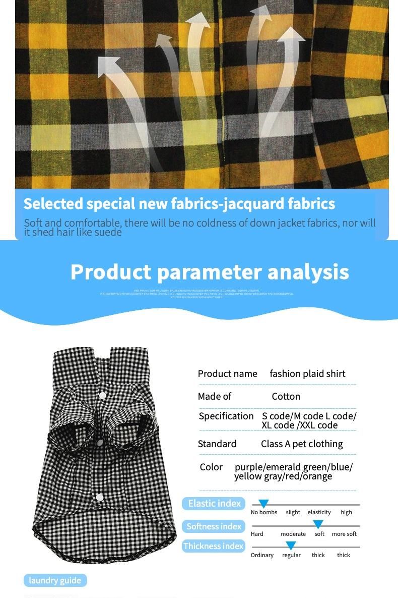 Wholesale Plaid Pet Cat Summer Clothes Dog T Shirt Turndown Collar Dog Shirt