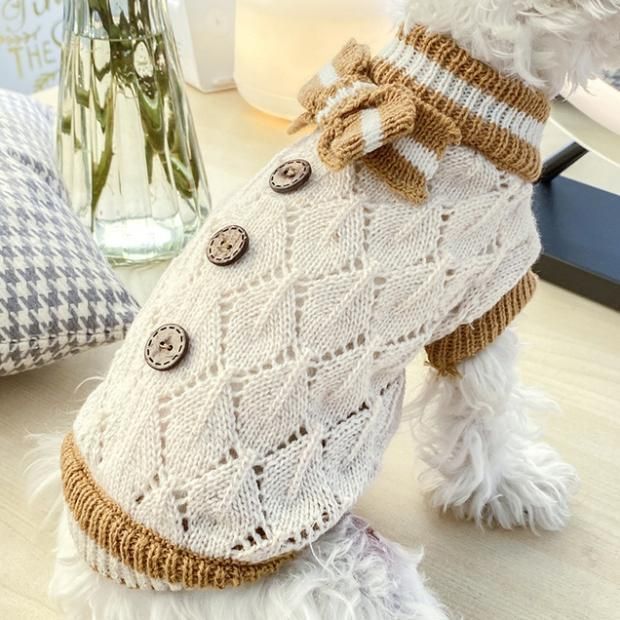 Soft Warm Dog Sweater Cute Knitted Dog Winter Clothes Classic Plaid British Style Dog Coats