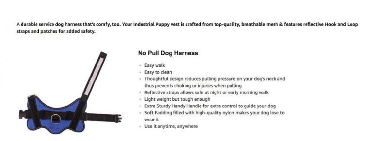 Dog Harness No-Pull Reflective Breathable Adjustable Pet Vest with Handle for Outdoor Walking- No More Pulling, Tugging or Choking