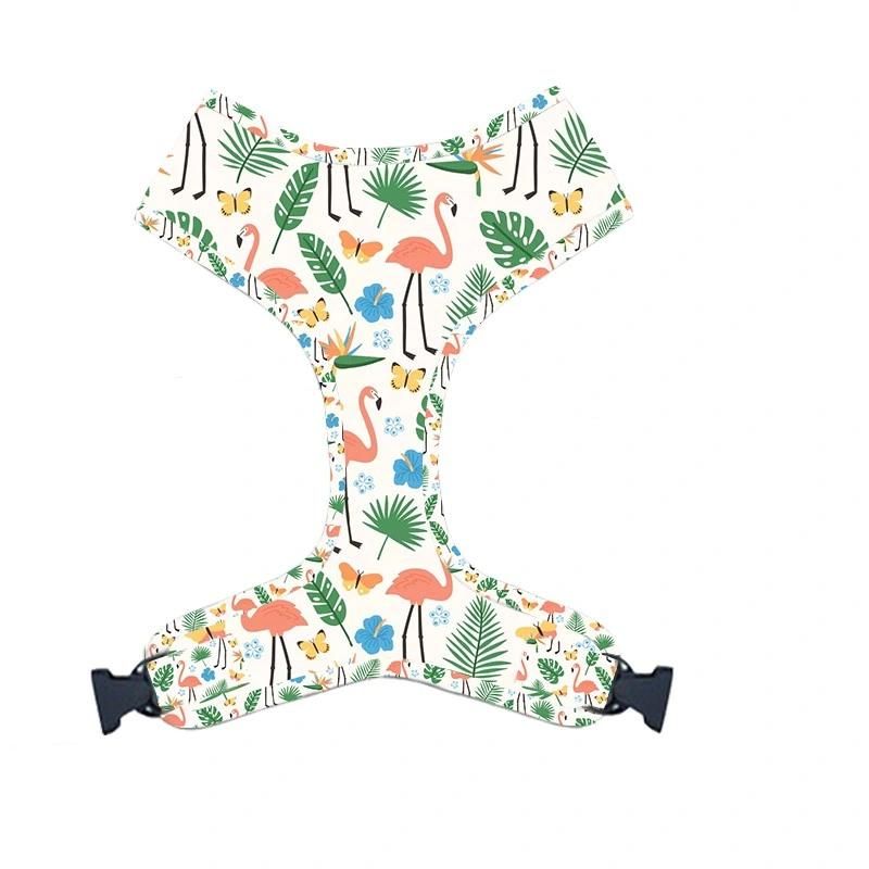 Lovely Girly Flower Flamingo Leaves Printing Soft Reflective Custom Dog Harness