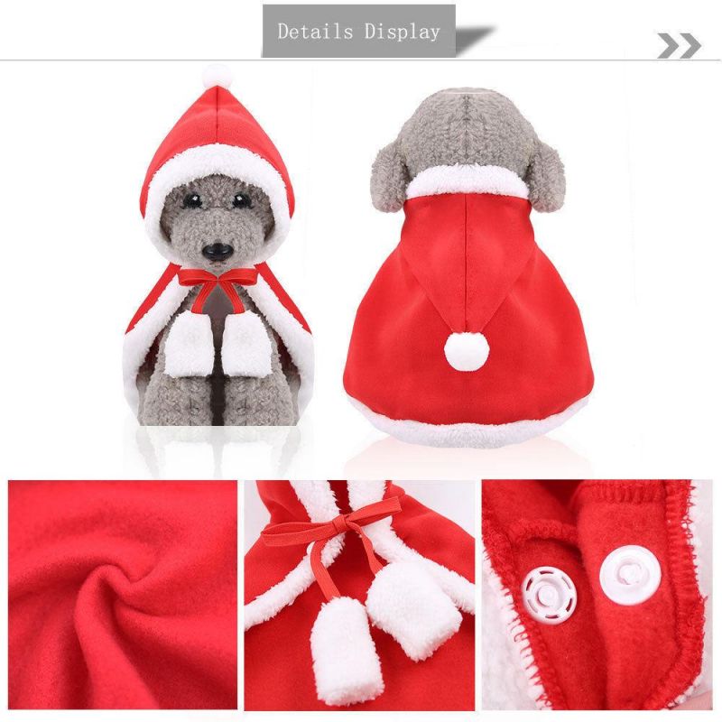 Holiday Dress up Apparel Party Supplies Pet Dog Cat Red Hat Dog Cloth/ Christmas Santa Hats Cloak, Plush for Dogs Fleece Novelty