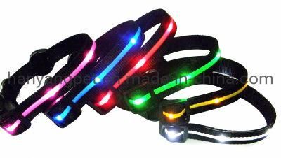 Custom Nylon LED Light-up Flashing Glow Pet Dog Collar Leash