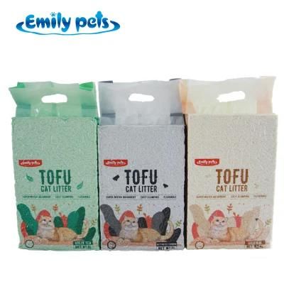 Emily Pets Logo Factory Supply Natural Clumping Tofu Cat Litter