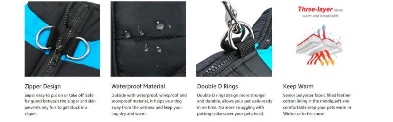 Waterproof Double D Ring Warm Dog Coat