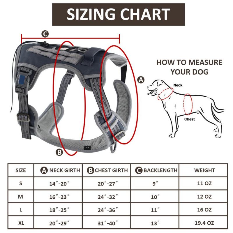 Custom Training Adjustable Nylon Tactical Dog Collar with Handle for Big Large Dog Harness Leash Lead Set
