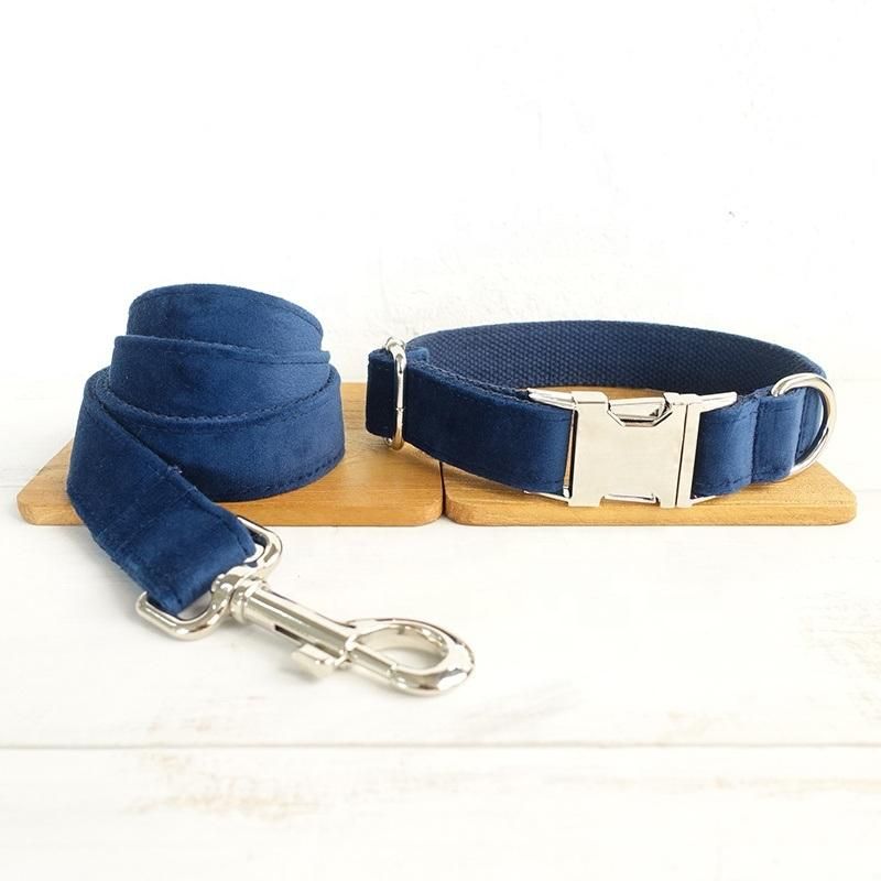 Hot Selling Velvet Dog Collar Luxury Soft Warm Autumn Winter Pet Collar and Leash Set Customized Dog Bowtie Collars