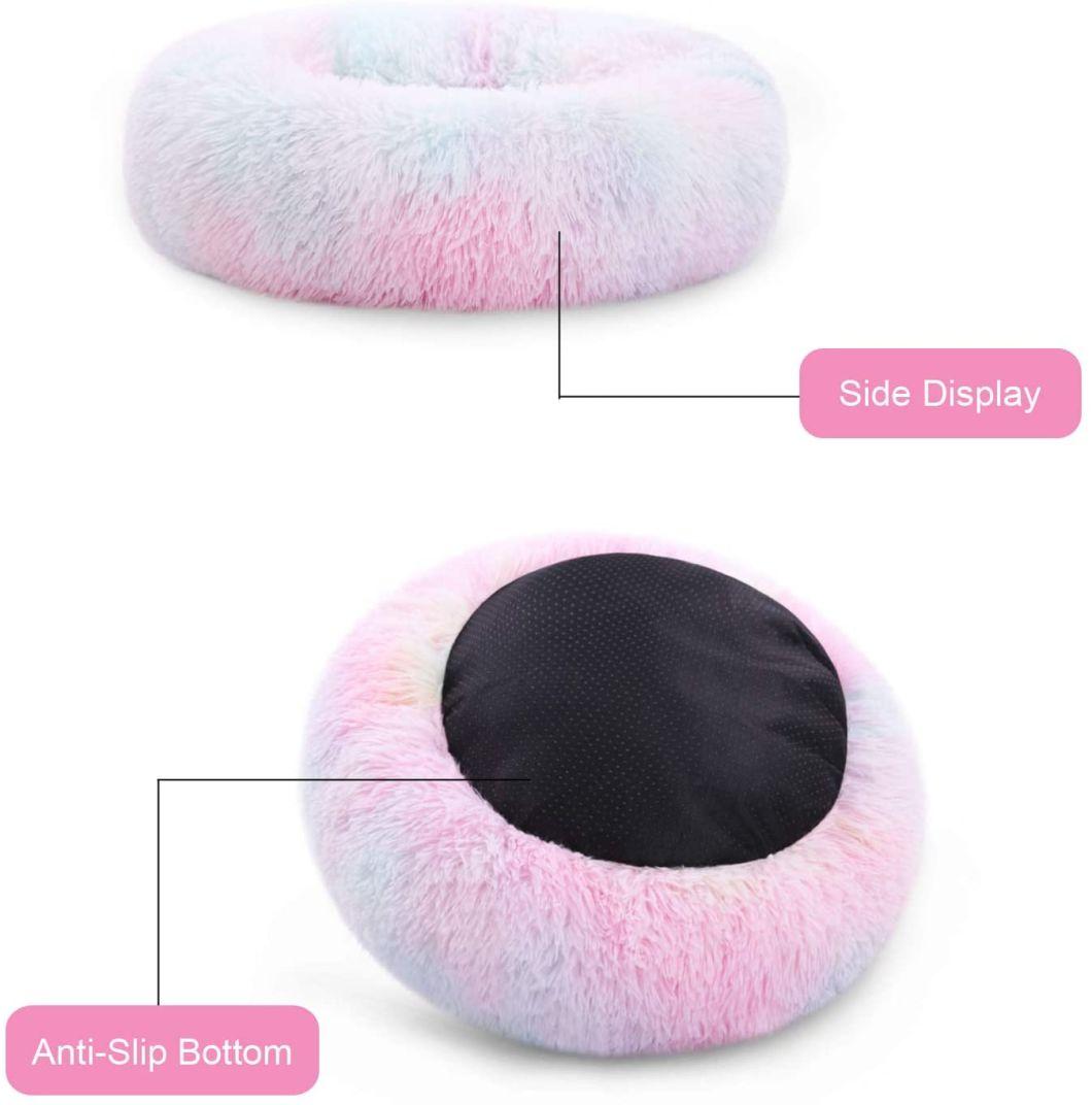 Rainbow Marshmallow Cat Bed Round Donut Bed Sofa for Small Dogs