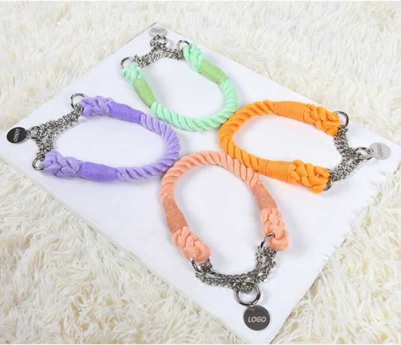 100% Handmade Cotton Braided Rope Lead with Matching Collar