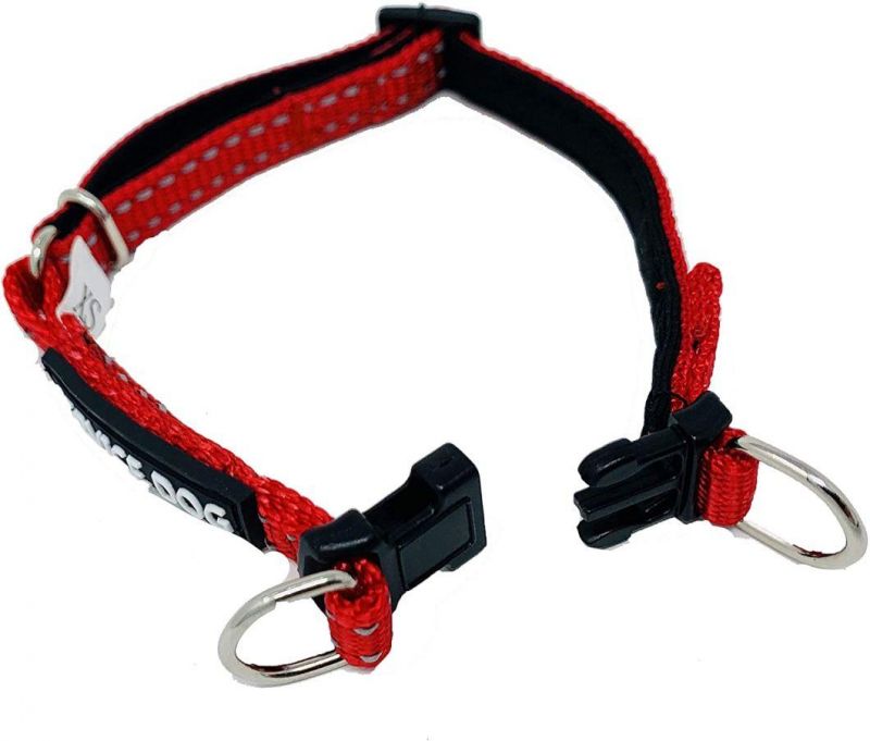 Reflective Nylon Dog Collar Training Handle Heavy Duty Dog Collar Removable Service Patch