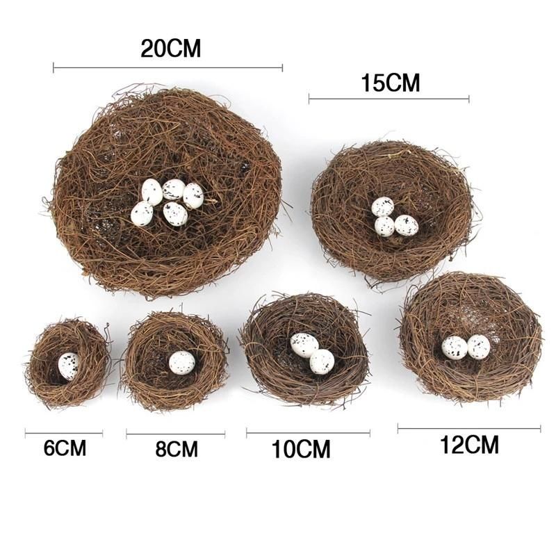 Rattan Simulation Bird Nest Bed with Egg Handmade Bird House