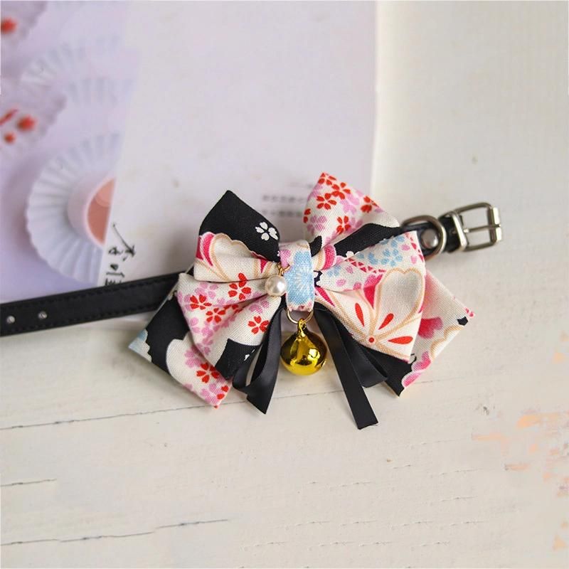 Wholesale Adjustable Kitten Dog Collar Pet Accessories Cute Japanese-Style Cat Bow Ties Collar with Bell