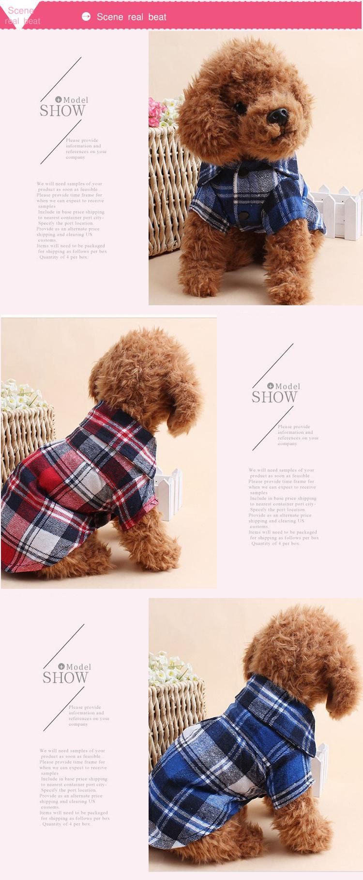 Dog Polo Shirt Available Comfortable Plaid New Arrival All Season Polyester 4 Colors OPP Bag Fashion BSCI Coats & Jackets