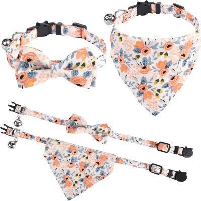 New Arrival Pet Product in Stock Multi Color Pet Cat Collar and Bandana Bow Tie Collar with Bell