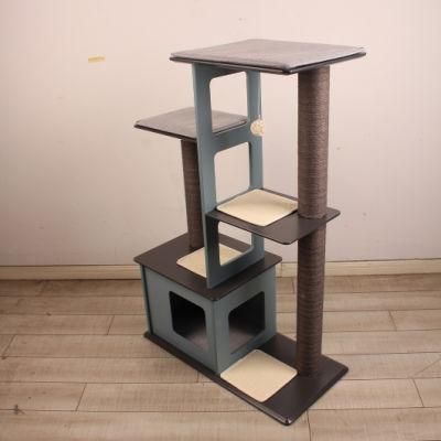 Sisal MDF Manufacturer Wholesale New Design Wooden Cat Condo and Cat Tree Pet Supplies