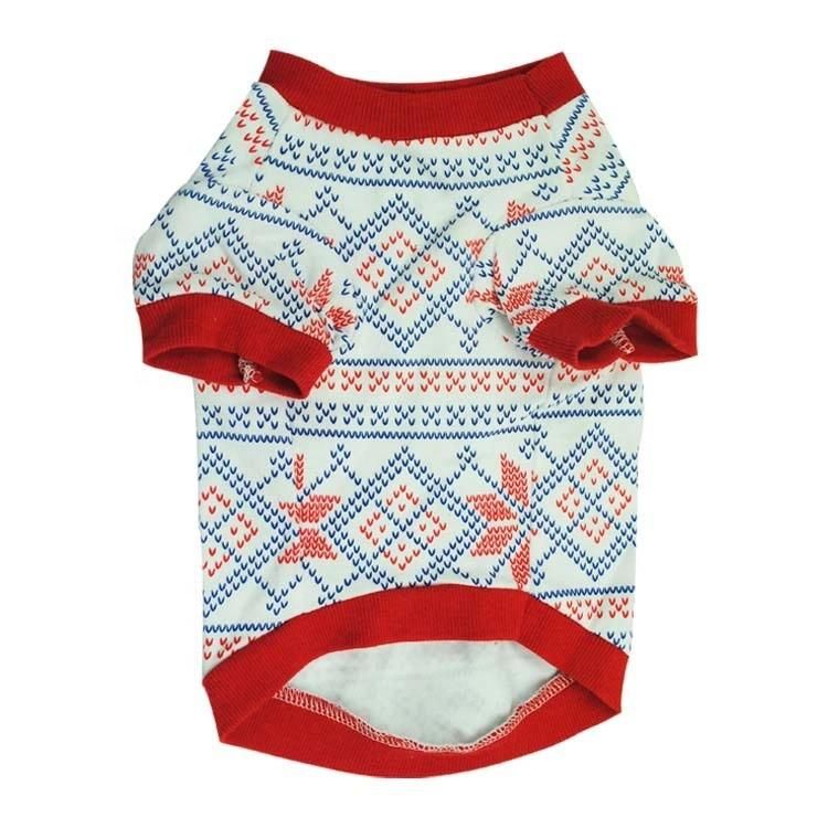 Spring Winter Autumn Clothes Cotton Printed Pet Sweater Snowflakes Dog Clothes for Small Medium Dogs Cats Accessories
