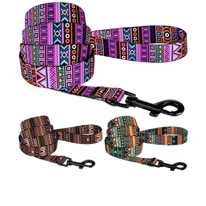 Pattern Printed Thick Long Pet Leash with Custom Logo
