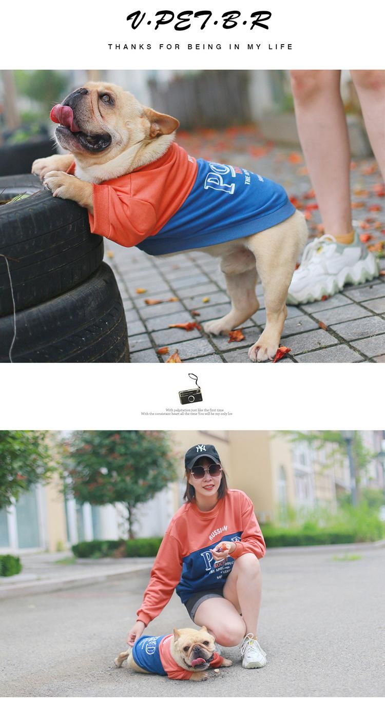 2022 Hot Sale Pet Sweater Two Legged Clothes Dog Owner Parent Child Clothes Contrast Stitching Casual Method Fighting Pug