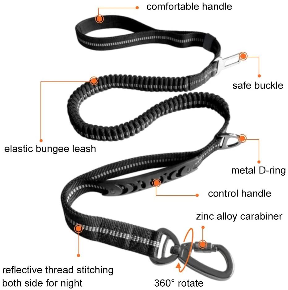 6FT Strong Bungee Dog Leash with Upgraded Reflective for Medium Large Dogs
