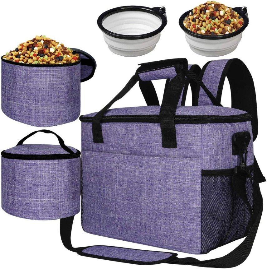 Custom Fashion Dog Travel Bag Dog Food Containers Feeding Bowls Pet Backpack