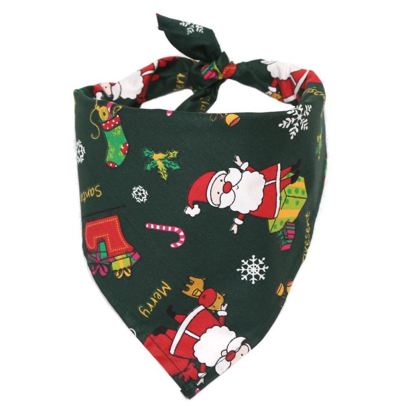 Christmas Pet Scarf Bandana Dog Collar Santa Pattern Pet Accessories