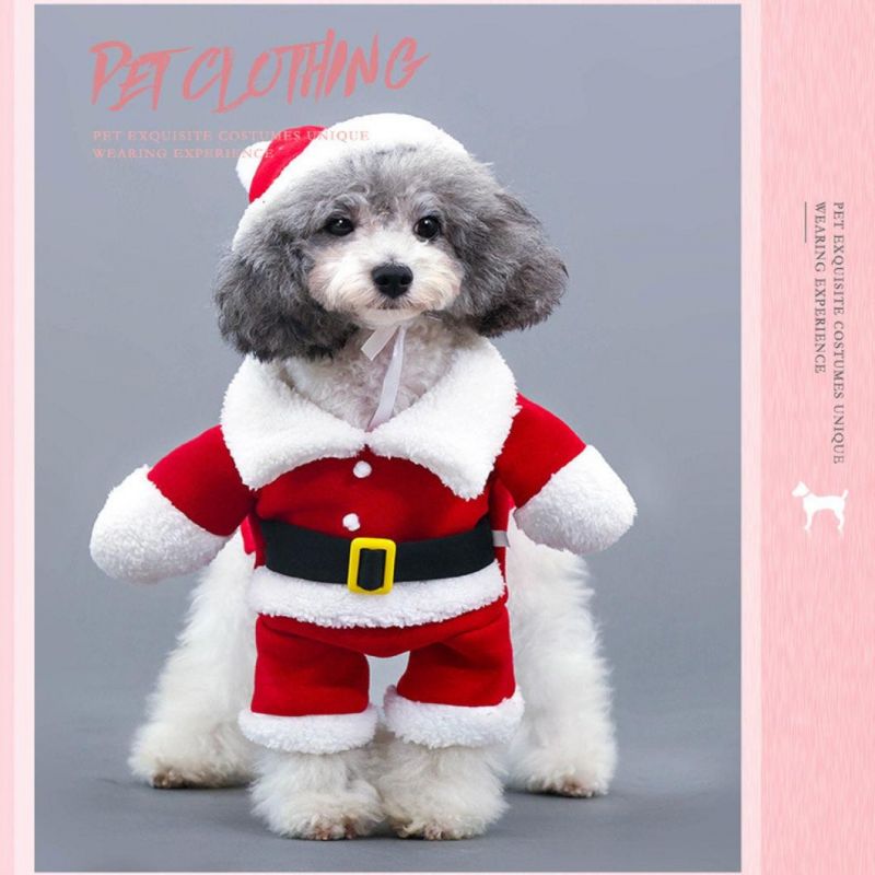 New Pet Dog Christmas Santa Claus Style Transformed Coat Cat Dog Clothing