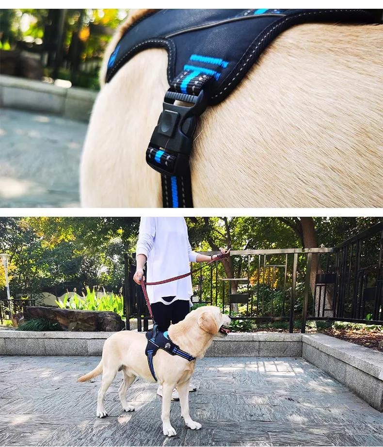 New Lightweight Custom Logo Pet Dog Safety Harness Adjustable Soft Padded Air Layer Dog Harness with Rubber Dog Collar Leash