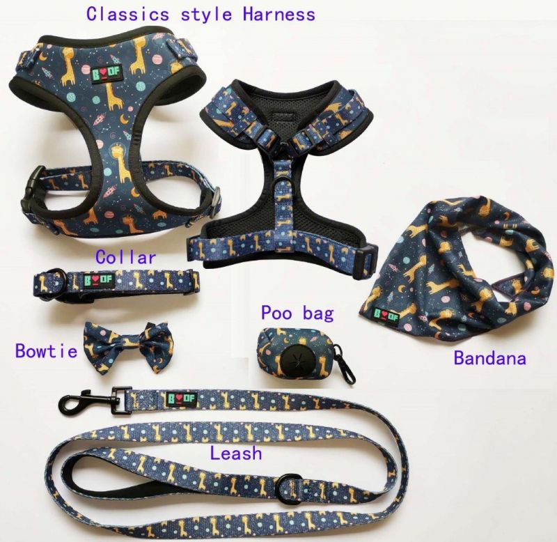 Latest Desirable Adjustable Polyester Pet Lovely Dog Harness Bow Tie and Leash Set