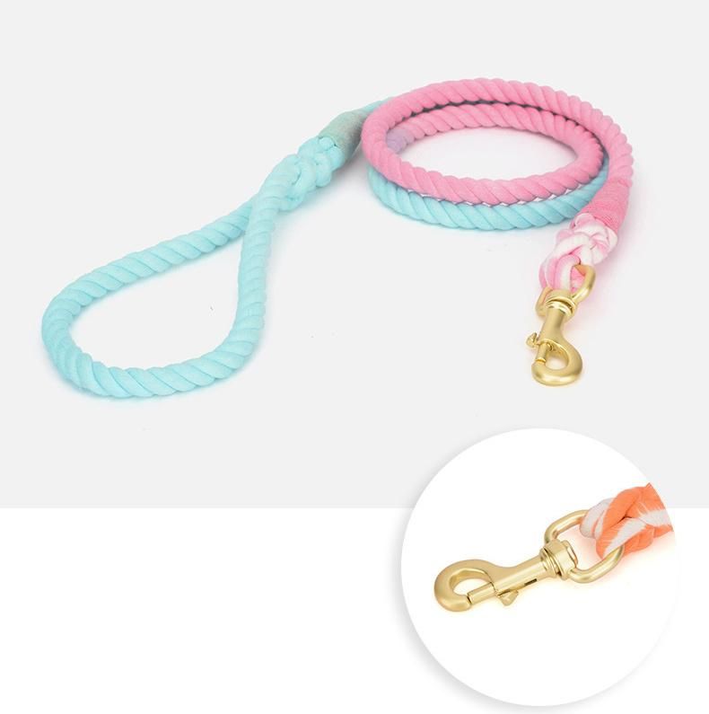 Dog Accessories Cotton Ombre Rope Dog Lead Soft Cotton Leash Rope Dog Lead, Rope Leash