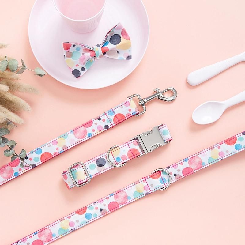 Cotton Dog Cat Collar Pet Leads Dog Leash Fashion Lovely Cute Floral Tie Flower Custom Dog Collars Leashes Bow Tie Sets