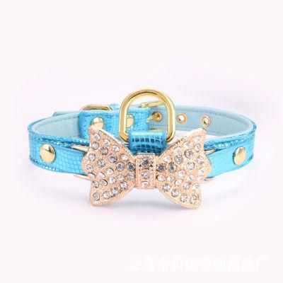 Dog Collar Tag Cute Durable Dog Collar Diamond PU Leather Collar for Dog