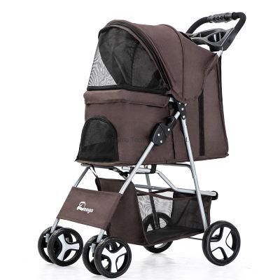 Multi-Colors Pet Carrier Stroller Lightweight 4 Wheels One Hand Fold up Dog Stroller