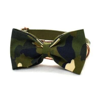 Factory Wholesale Adjustable Luxury Fabric Dog Collars with Fashion Bowtie