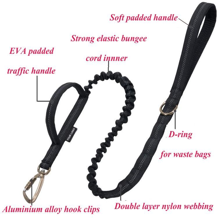 Reflective Elastic Bungee Leash with Soft Padded Handle Dog Leash