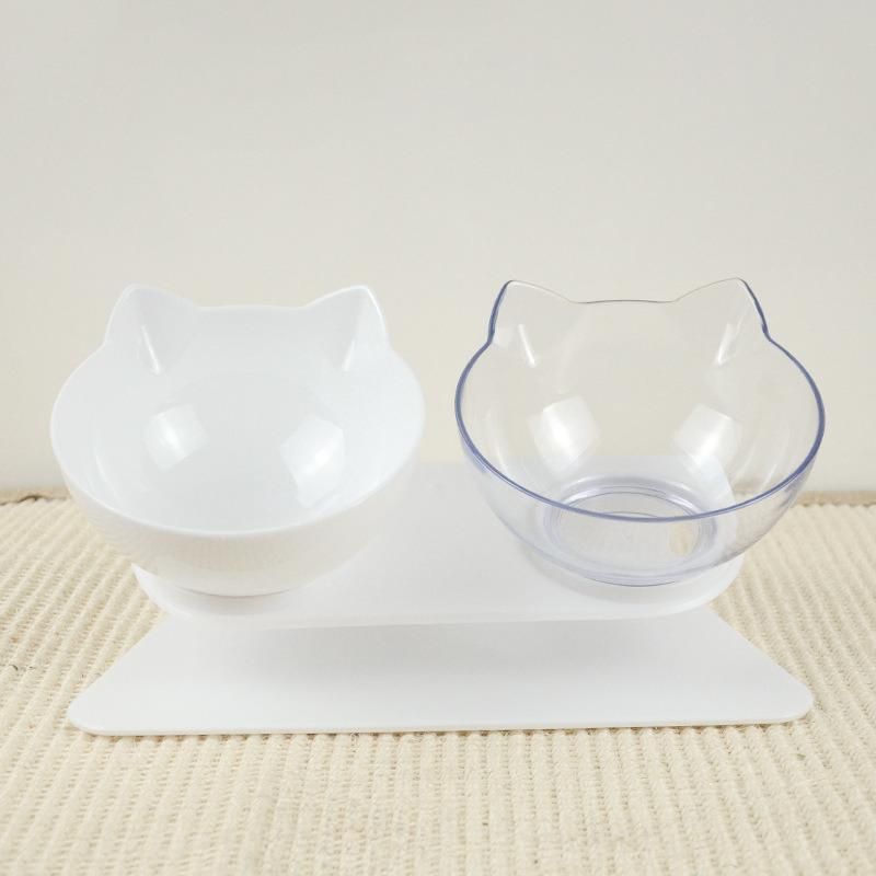 Non-Slip Double Cat Bowl Dog Bowl with Stand Pet Feeding