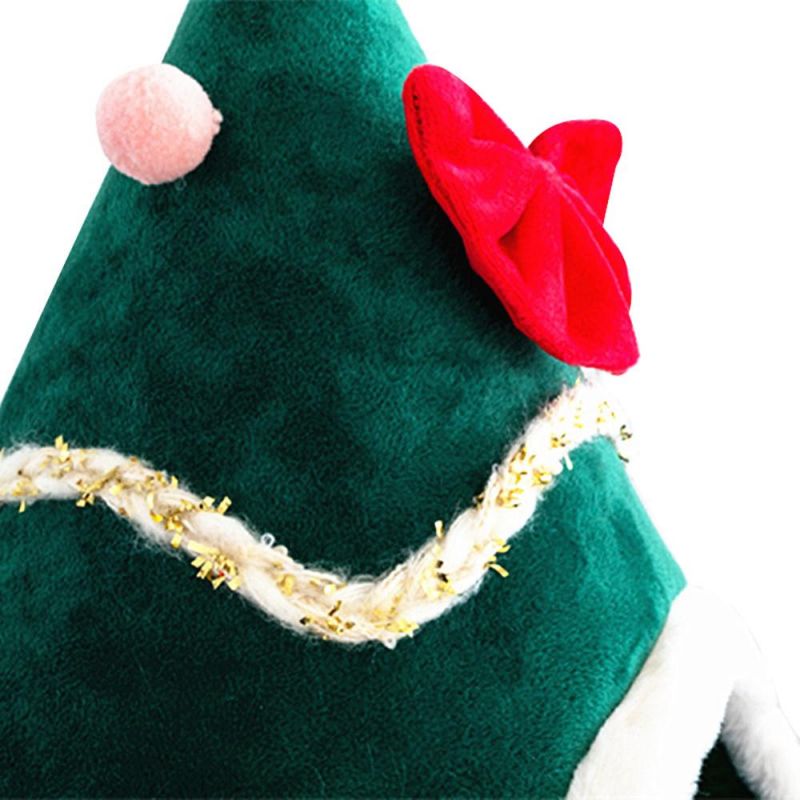 Christmas Tree Shape Dog Cat Bed House Home Warm Sleeping Bed Half Closed Bed