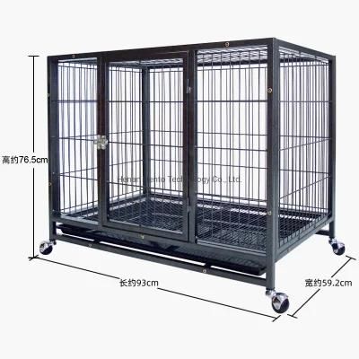 Large Folding Durable Metal Double Door Dog Crate Pet Kennel Travel Transport Cages with Tray