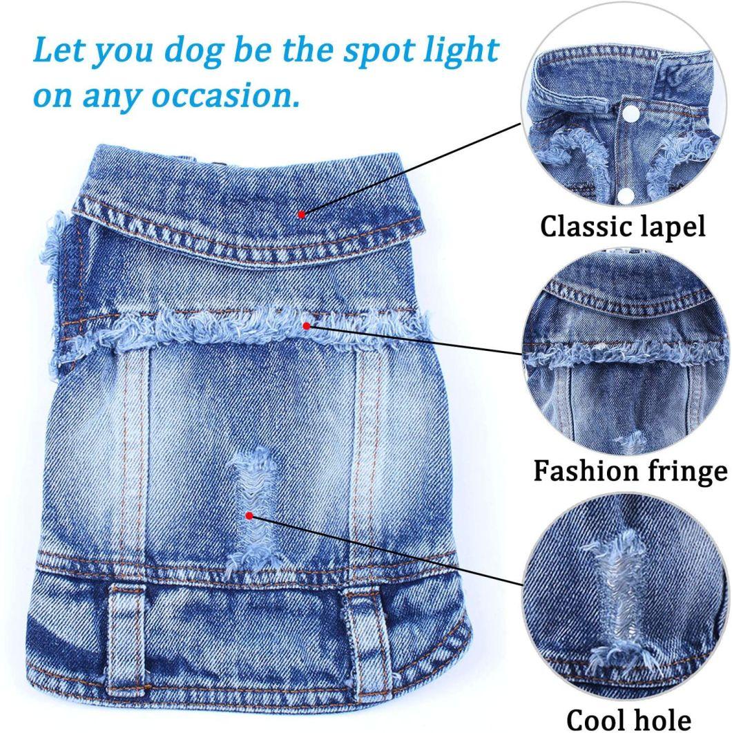 Classic Small Medium Pet Puppy Clothes Dog Denim Vest Pet Jeans Fashion Pet Apparel