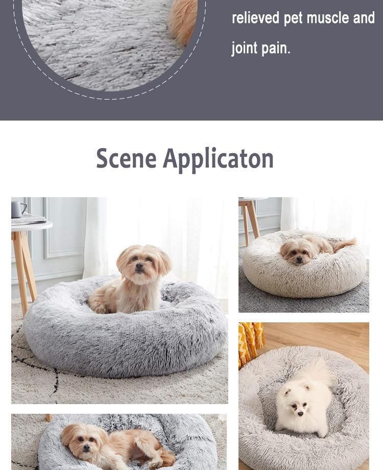 Calming Dog Cat Bed Warming Cozy Soft Dog Round Bed