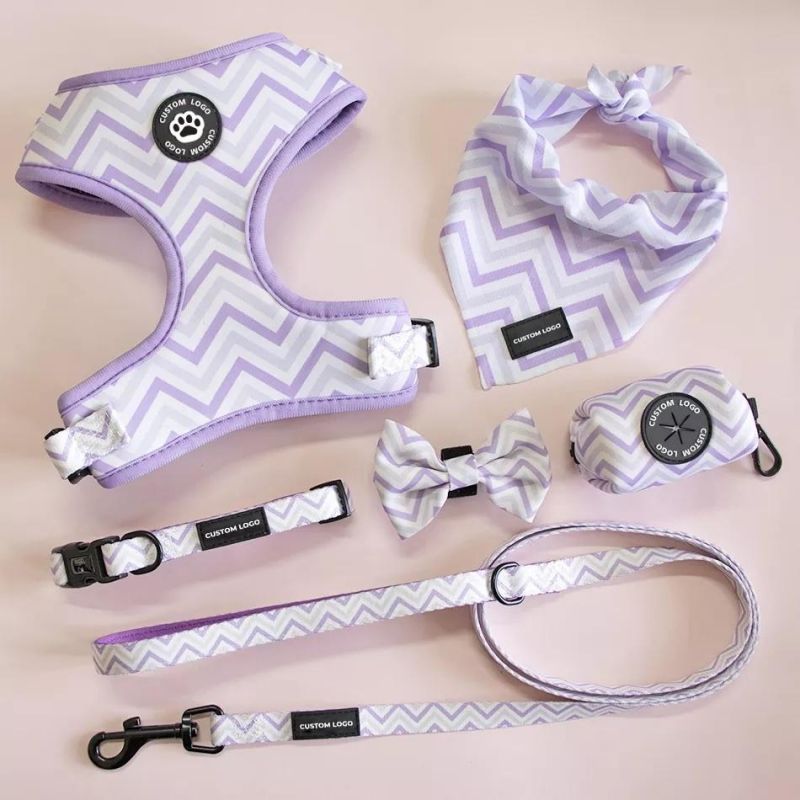 Neck Adjustable Sublimation Patterns Soft Neoprene Padding Dog Harness Collar Lead