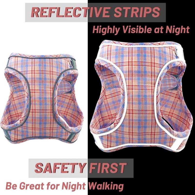 Dog Harness & Leash Set No-Pull No-Choke Plaid Soft Pet Harness