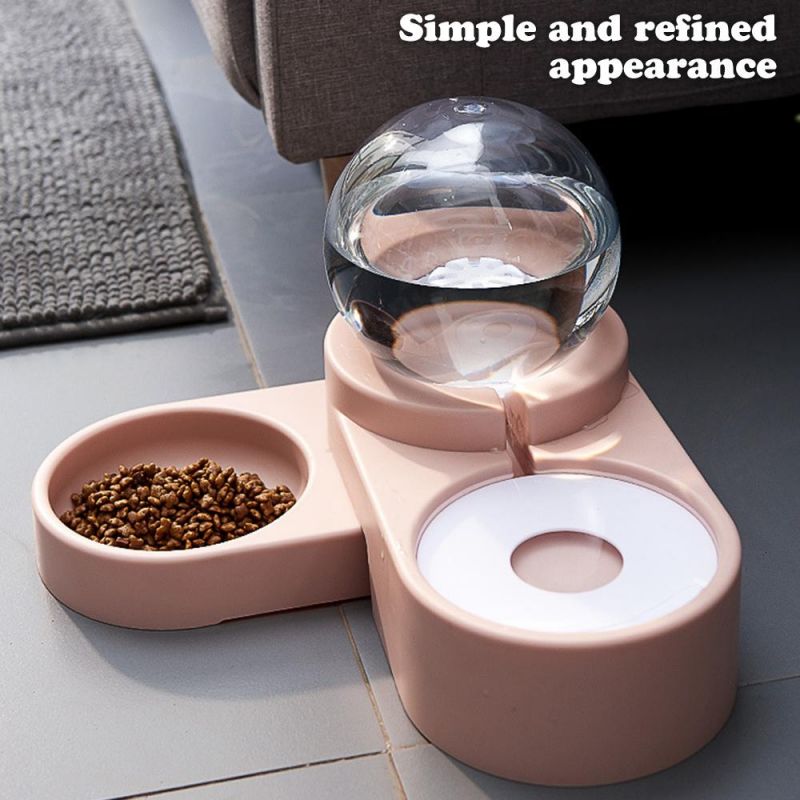 Pet Dog Cat Bubble Drinker Cute Pet Food Container Non-Slip Dog Bowl 2 in 1