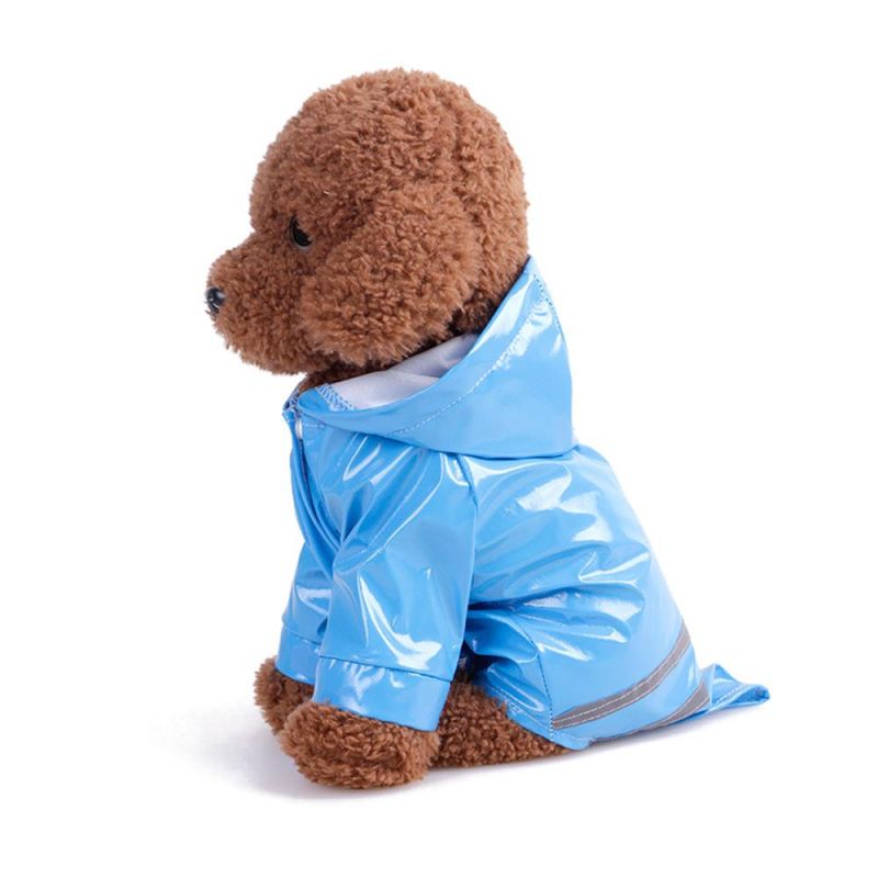 Pet Small Dog Raincoat PU Reflective Waterproof Clothes Hooded Rainwear