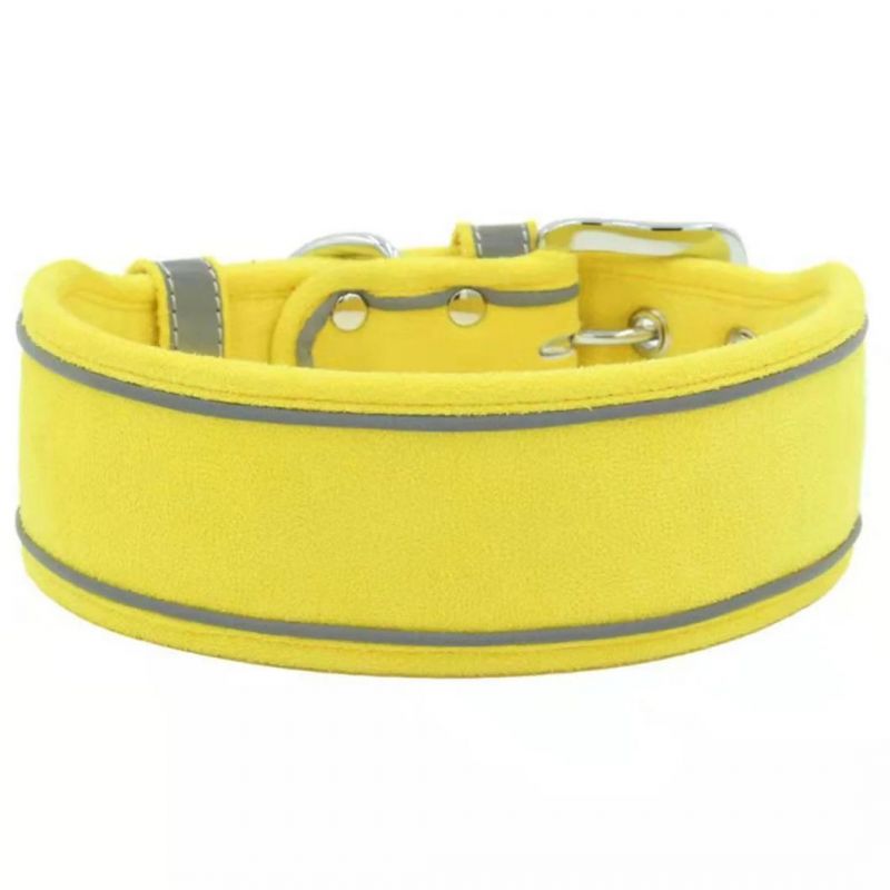 Large Dog Collar High Reflective Pet Collar Soft Suede Dog Collar