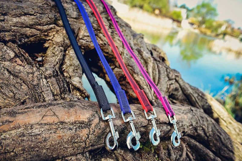 20mm Wide Blue Julius K9 Super Grip Rubber Stitched Dog Safety Leash - 1m or 1.2m