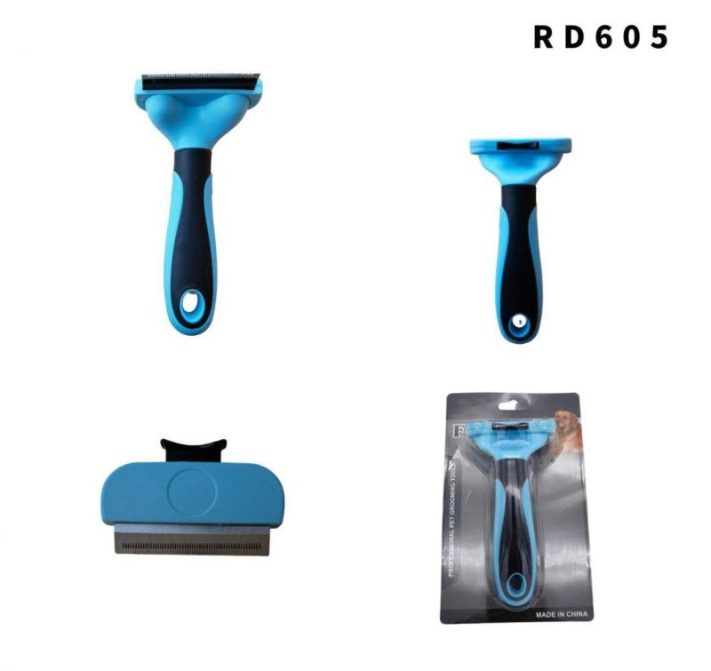 Dog Cat Grooming Brush Comb Reduce Shedding Hair Pet Accessories Blue-S