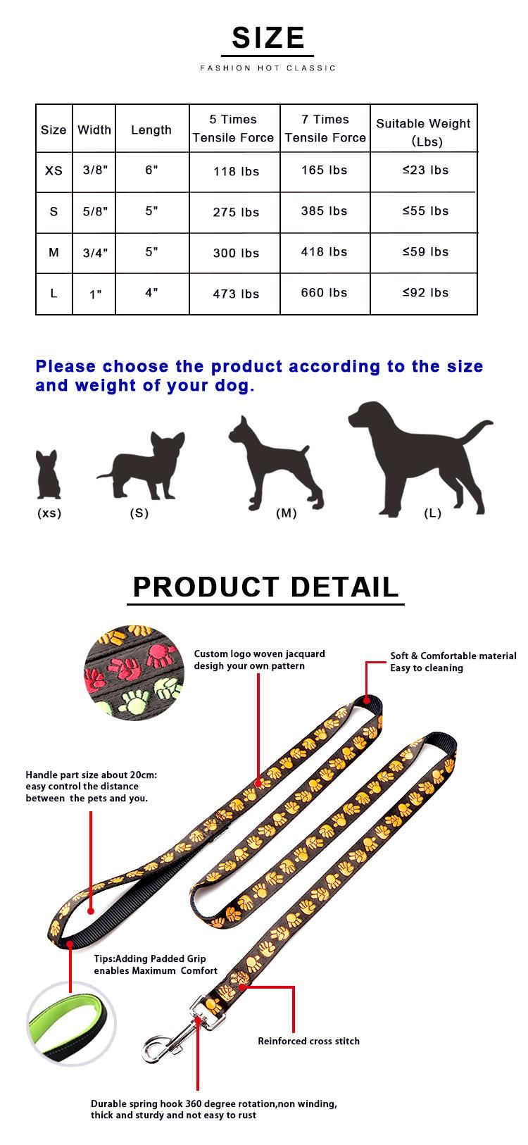 Manufacturer Customized Hemp Hands Free Nylon Dog Lead, Sublimated Cute Nylon Pet Dog Leashes//