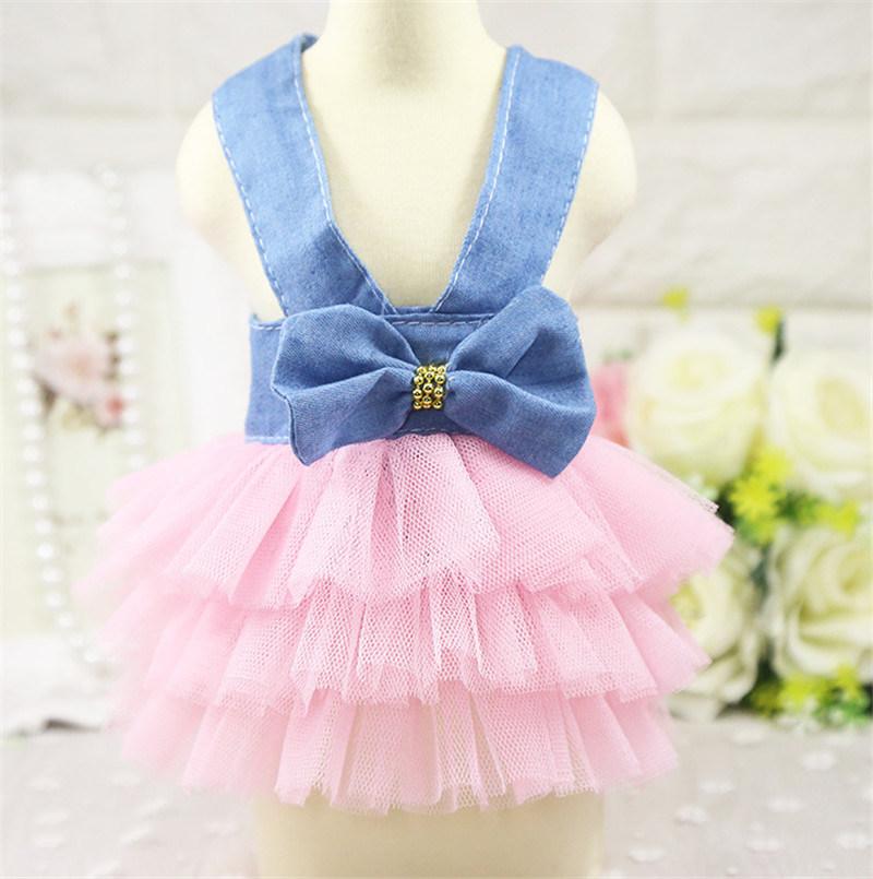 Pet Dog Cat Clothes Lace Tullle Dress Puppy Kitten Party Birthday Wedding Bowknot Dress