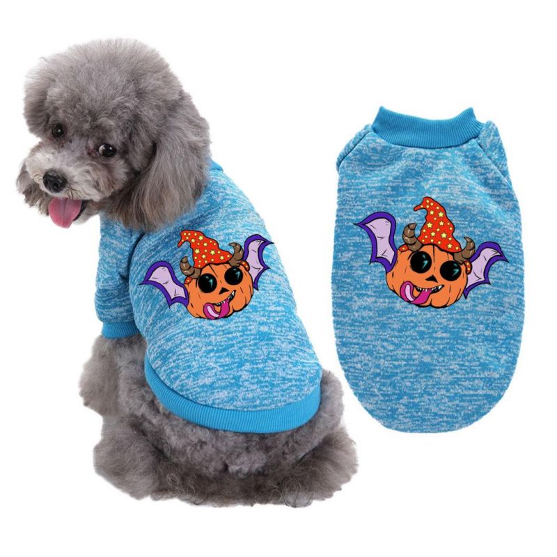 Halloween Teddy Costume Pumpkin, Pattern Pet Sweater Dog Cat Autumn Winter Clothes